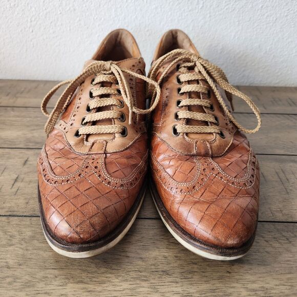 Galizio Torresi Shoes Mens 13 EU 46 Tan Leather Oxford Lace Up SOLES NEED REPAIR - Picture 4 of 11